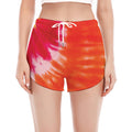 Red Yellow And Orange Tie Dye Print Women's Split Running Shorts