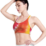 Red Yellow And Orange Tie Dye Print Women's Sports Bra