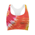 Red Yellow And Orange Tie Dye Print Women's Sports Bra