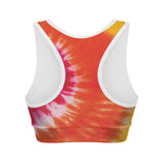 Red Yellow And Orange Tie Dye Print Women's Sports Bra