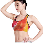 Red Yellow And Orange Tie Dye Print Women's Sports Bra