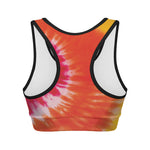 Red Yellow And Orange Tie Dye Print Women's Sports Bra