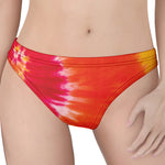 Red Yellow And Orange Tie Dye Print Women's Thong