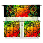 Reggae Buddha Print 3 Piece Kitchen Curtains