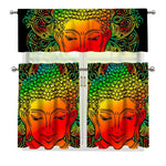 Reggae Buddha Print 3 Piece Kitchen Curtains