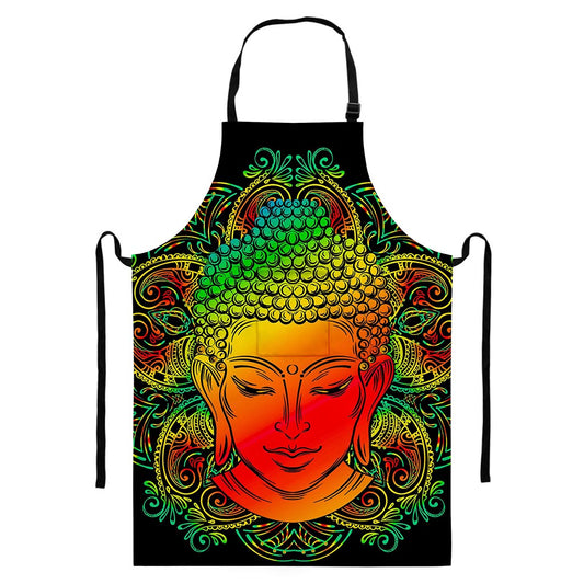Reggae Buddha Print Bib Apron With Pocket