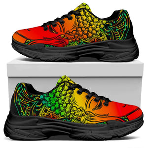 Reggae Buddha Print Black Chunky Shoes