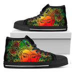 Reggae Buddha Print Black High Top Sneakers