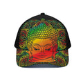 Reggae Buddha Print Black Mesh Trucker Hat