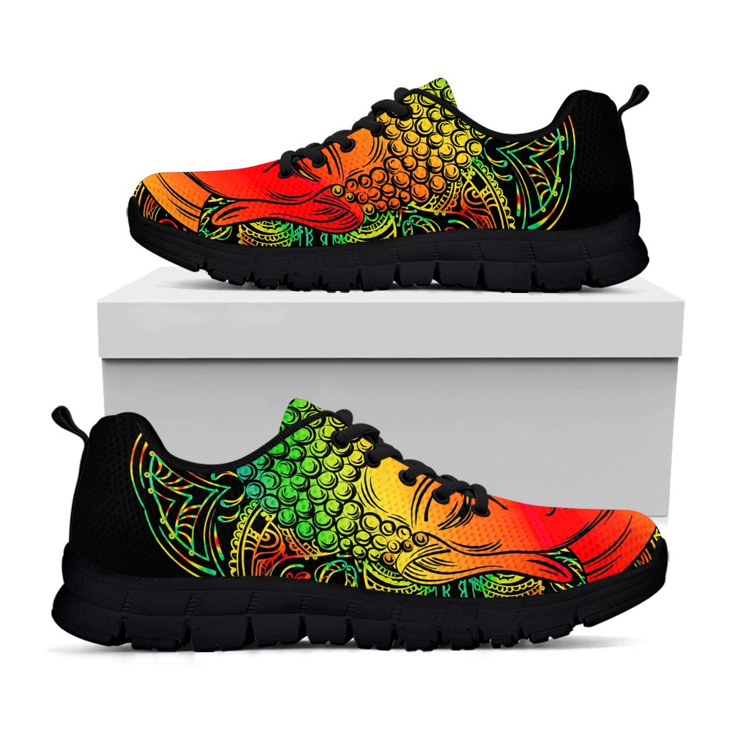 Reggae Buddha Print Black Running Shoes