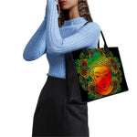 Reggae Buddha Print Canvas Tote Bag