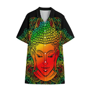 Reggae Buddha Print Cotton Hawaiian Shirt