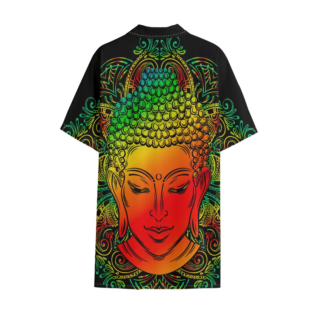 Reggae Buddha Print Cotton Hawaiian Shirt