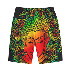 Reggae Buddha Print Cotton Shorts