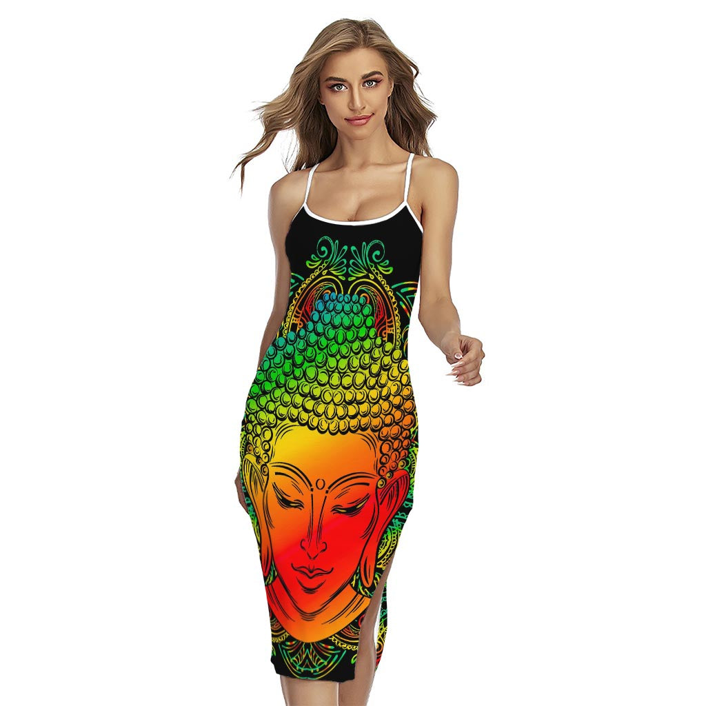 Reggae Buddha Print Cross Back Cami Dress