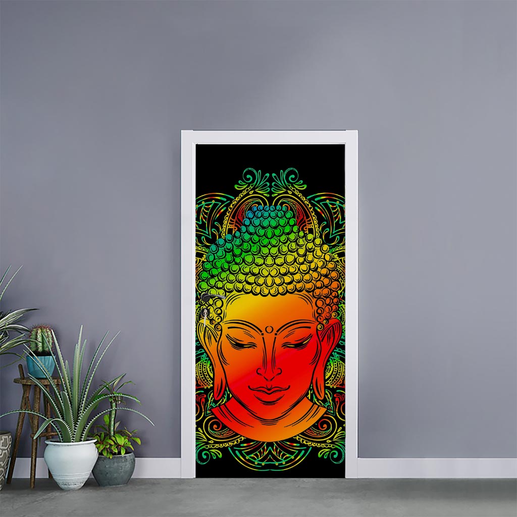 Reggae Buddha Print Door Sticker