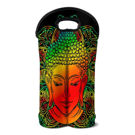 Reggae Buddha Print Double Neoprene Wine Tote