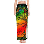 Reggae Buddha Print High Slit Maxi Skirt