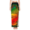 Reggae Buddha Print High Slit Maxi Skirt