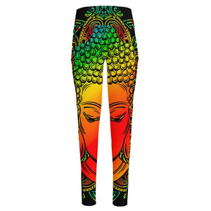 Reggae Buddha Print High-Waisted Pocket Leggings