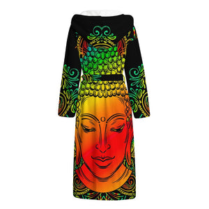 Reggae Buddha Print Hooded Bathrobe