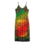 Reggae Buddha Print Jersey Midi Cami Dress