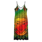 Reggae Buddha Print Jersey Midi Cami Dress