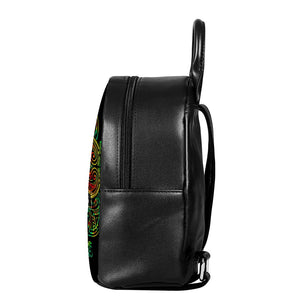 Reggae Buddha Print Leather Backpack