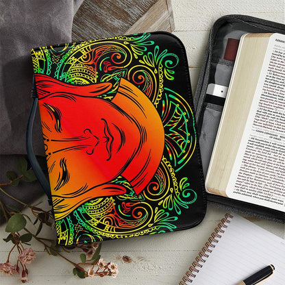 Reggae Buddha Print Leather Bible Cover