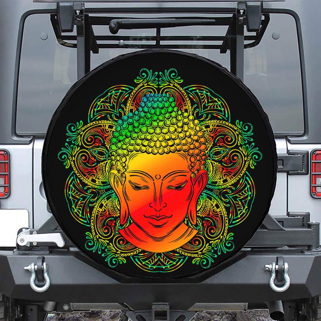 Reggae Buddha Print Leather Spare Tire Cover