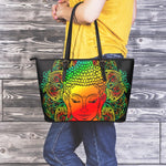 Reggae Buddha Print Leather Tote Bag