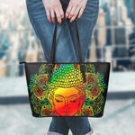 Reggae Buddha Print Leather Tote Bag