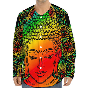 Reggae Buddha Print Long Sleeve Baseball Jersey