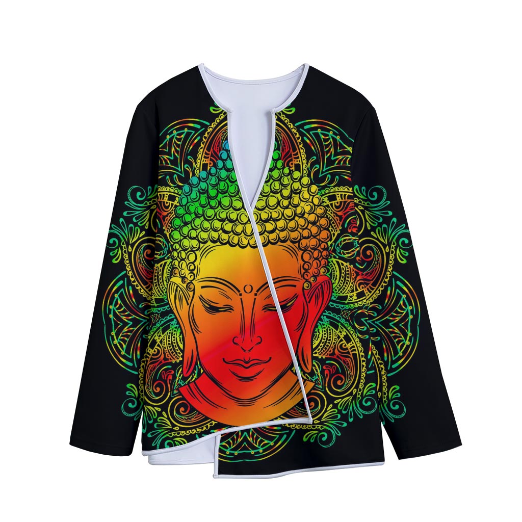 Reggae Buddha Print Long Sleeve Short Coat