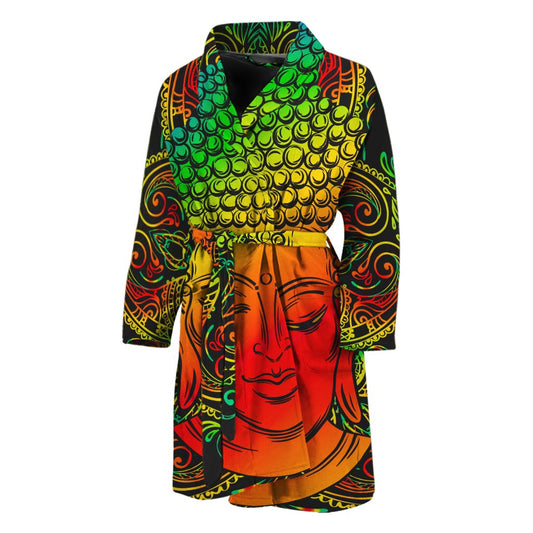 Reggae Buddha Print Men's Bathrobe