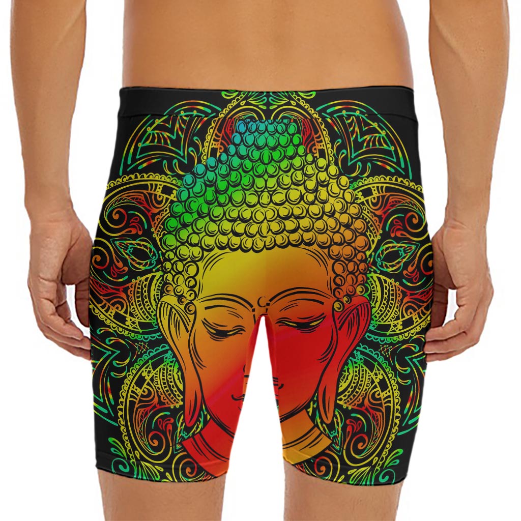 Reggae Buddha Print Men's Long Boxer Briefs