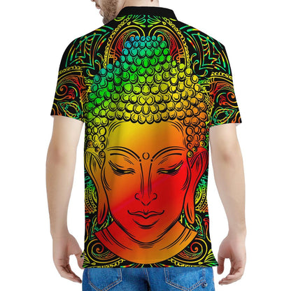 Reggae Buddha Print Men's Polo Shirt
