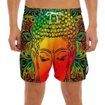 Reggae Buddha Print Men's Split Running Shorts