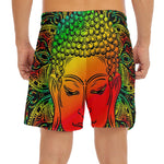 Reggae Buddha Print Men's Split Running Shorts
