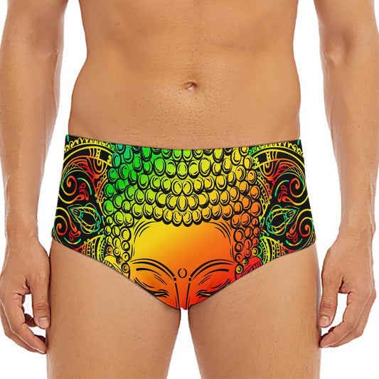 Reggae Buddha Print Men's Triangle Swim Briefs