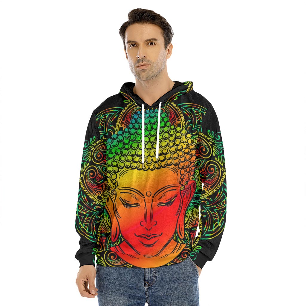 Reggae Buddha Print Men's Velvet Pullover Hoodie