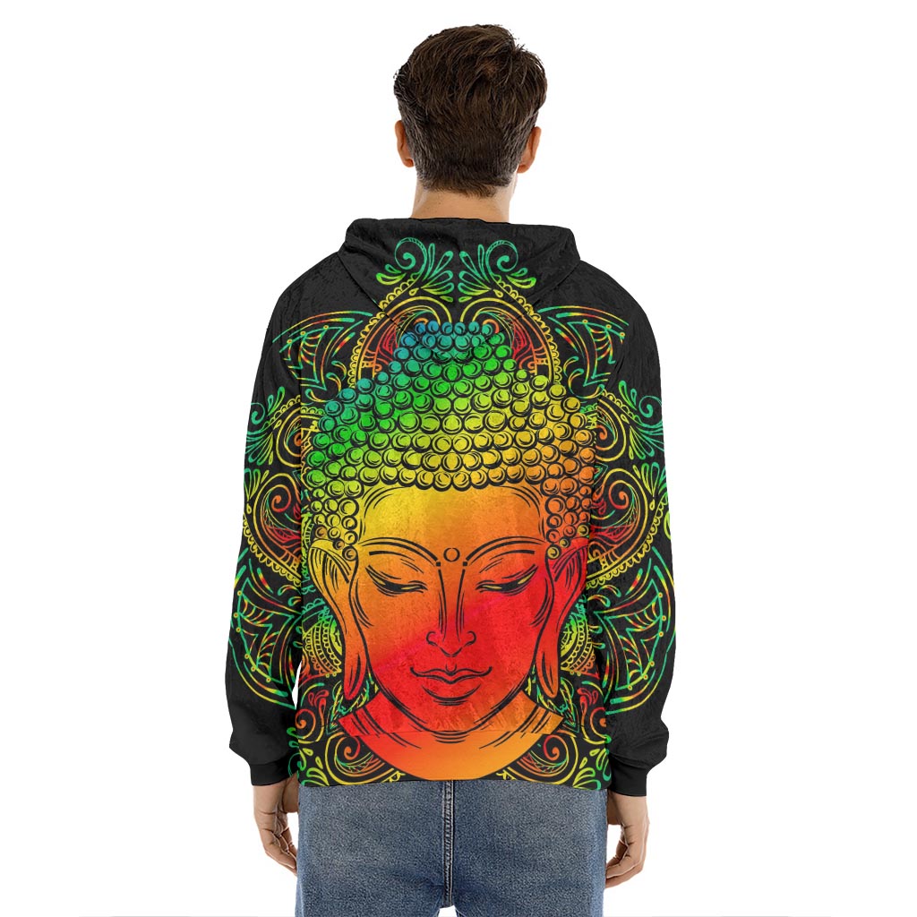 Reggae Buddha Print Men's Velvet Pullover Hoodie