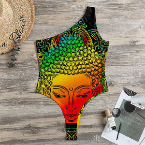 Reggae Buddha Print One Shoulder Bodysuit