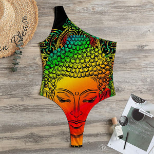 Reggae Buddha Print One Shoulder Bodysuit