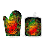 Reggae Buddha Print Oven Mitt And Pot Holder Set