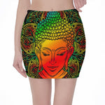 Reggae Buddha Print Pencil Mini Skirt