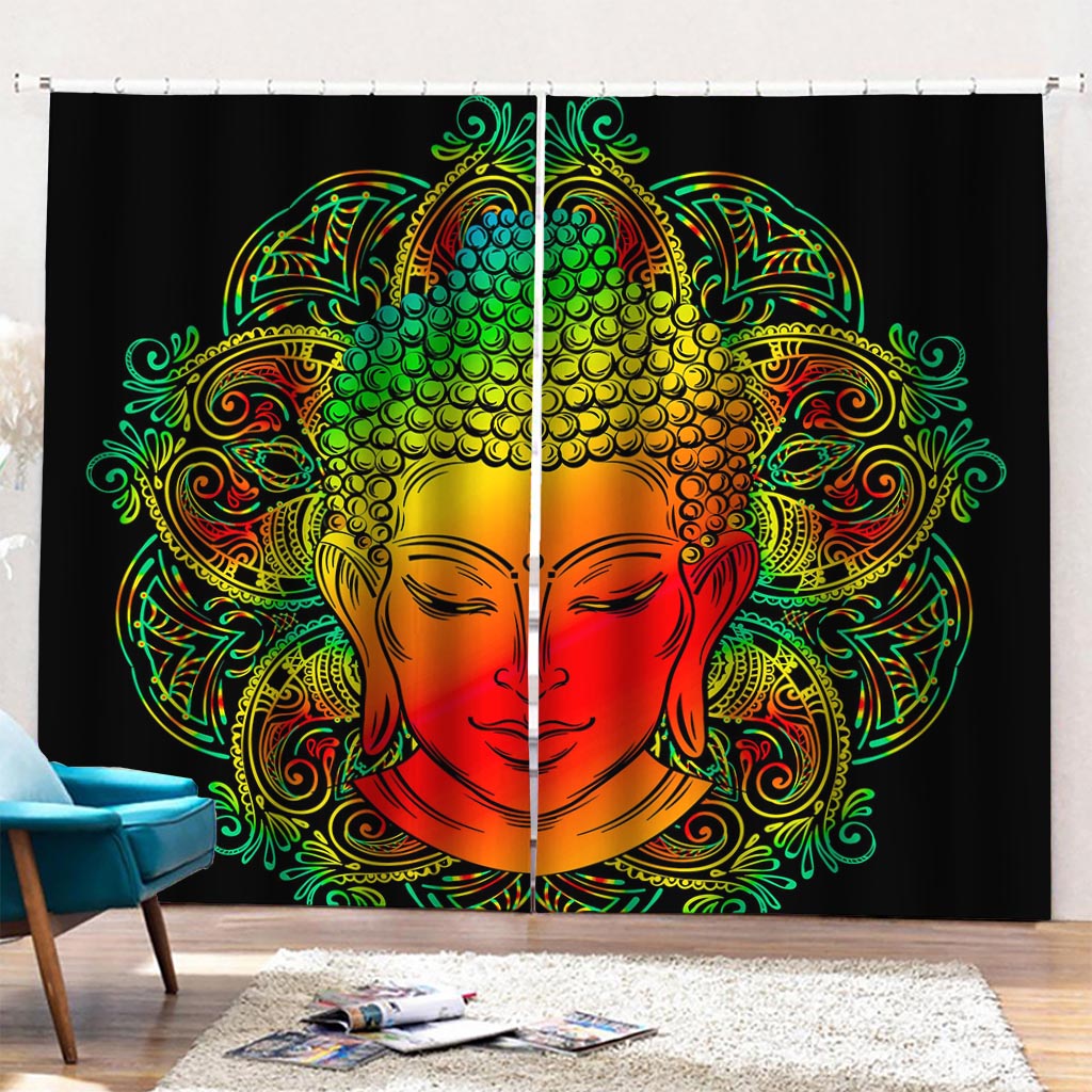 Reggae Buddha Print Pencil Pleat Curtains