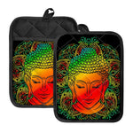 Reggae Buddha Print Pot Holders With Pocket