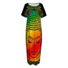 Reggae Buddha Print Short Sleeve Long Nightdress