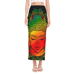 Reggae Buddha Print Side Slit Maxi Skirt